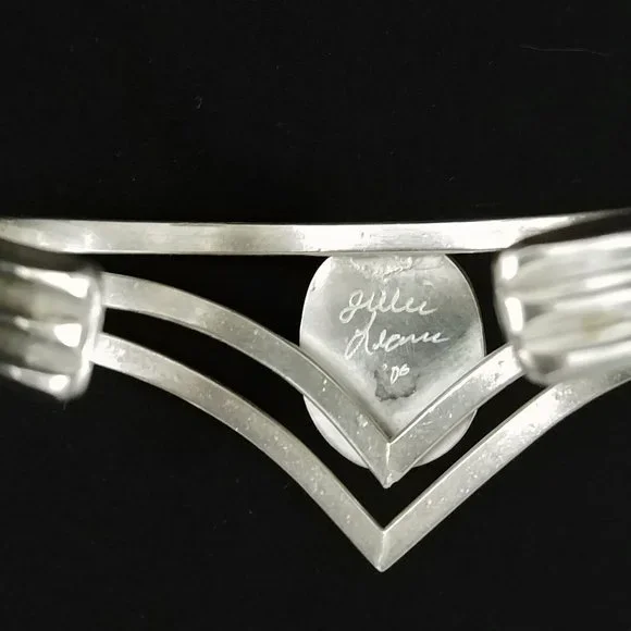 Jaw-Dropping Triple Strand Heavy Gauge 925 Silver Dichroic RULA GLASS Bracelet - Picture 5 of 9